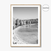 Honolulu Black and White Fine Art Photo Print, Diamond Head, Oahu Hawaii, USA