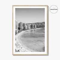 Honolulu Black and White Fine Art Photo Print, Diamond Head, Oahu Hawaii, USA
