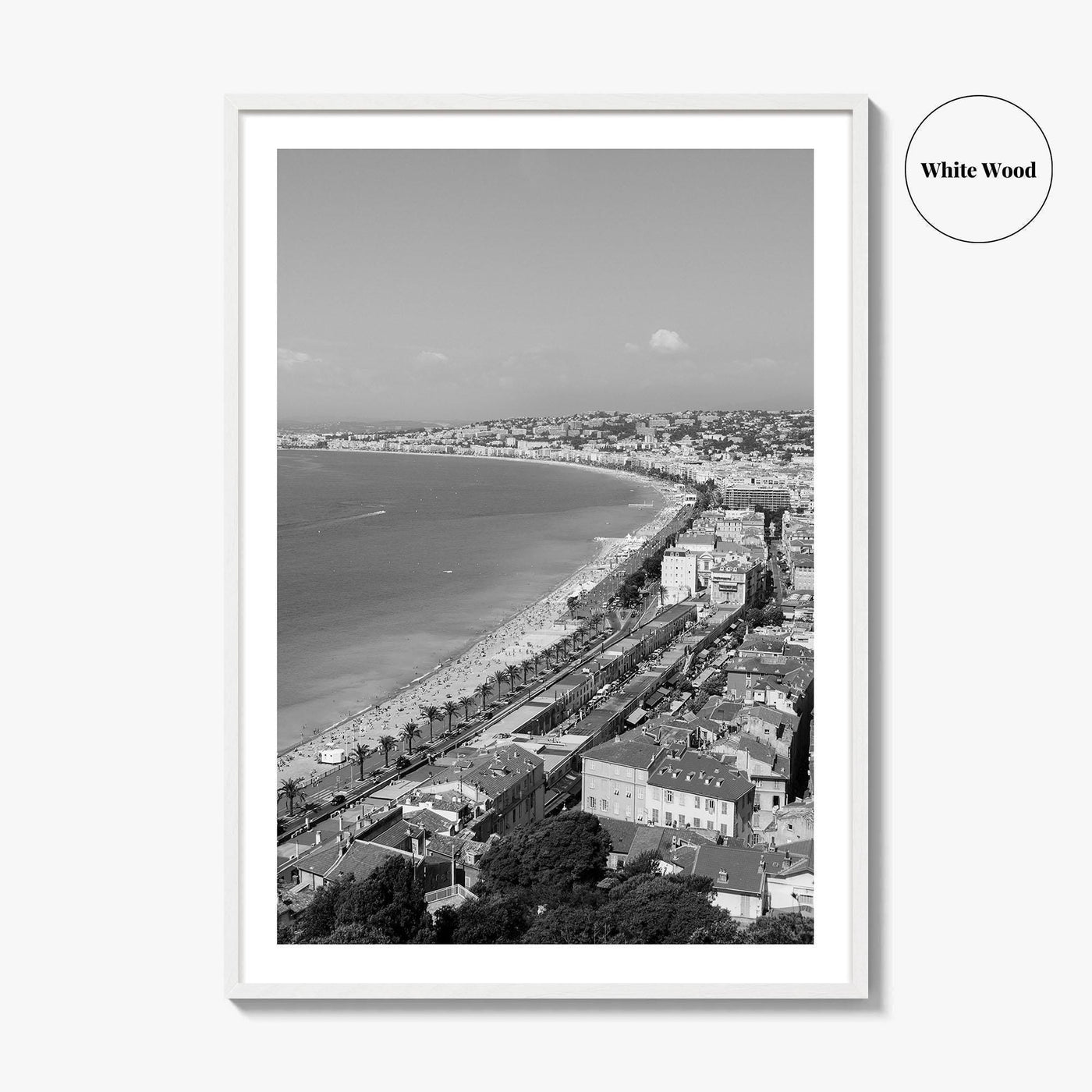 French Riviera Black and White Fine Art Photo Print, Castle Hill View, France Poster