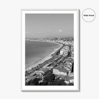 French Riviera Black and White Fine Art Photo Print, Castle Hill View, France Poster