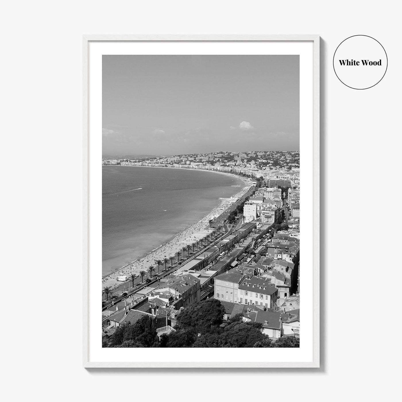 French Riviera Black and White Fine Art Photo Print, Castle Hill View, France Poster