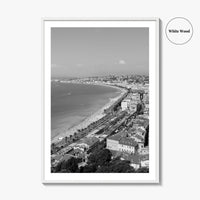 French Riviera Black and White Fine Art Photo Print, Castle Hill View, France Poster