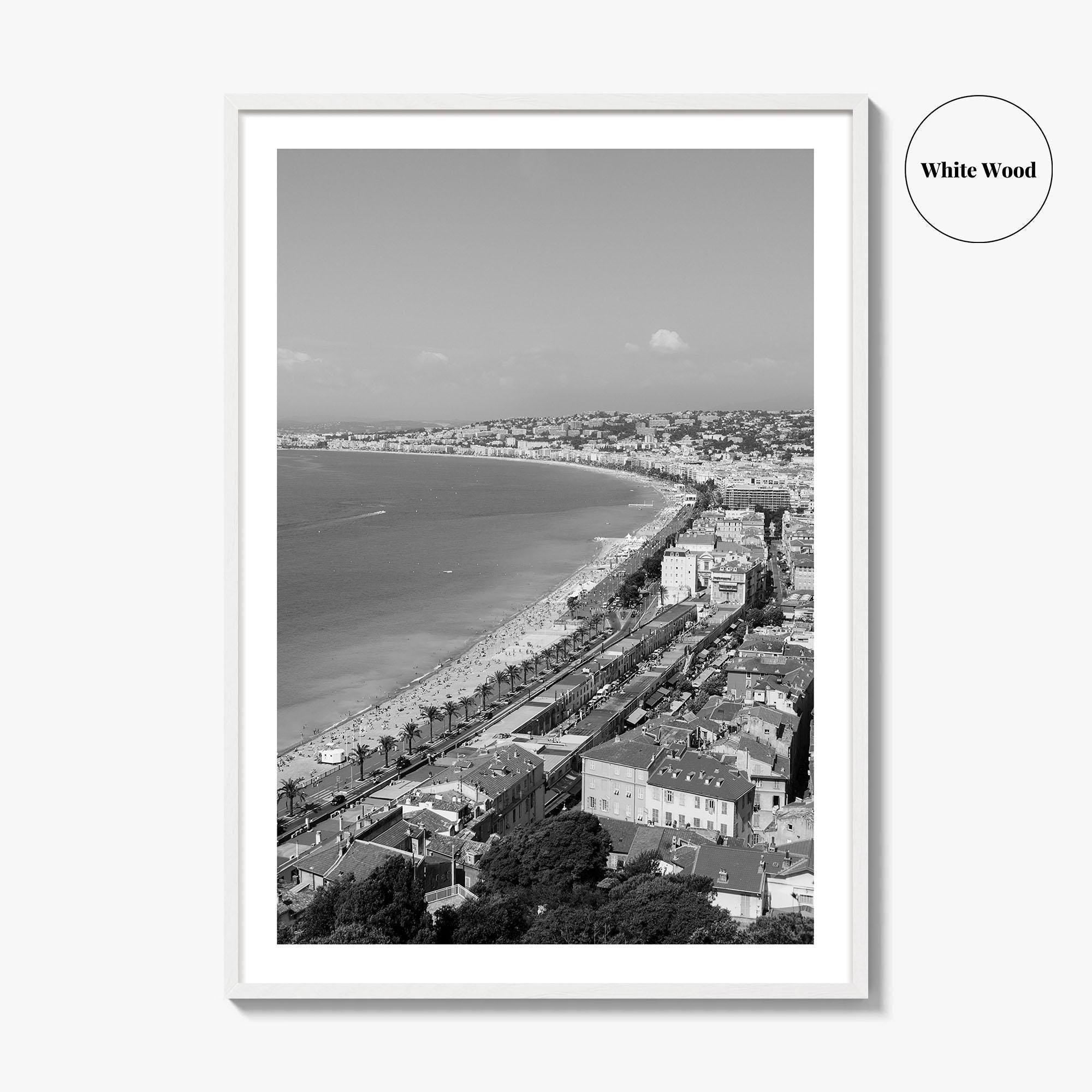 French Riviera Black and White Fine Art Photo Print, Castle Hill View, France Poster
