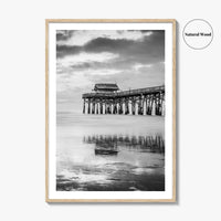 Cocoa Beach Black and White Fine Art Photo Print, Pier Florida Space Coast Poster