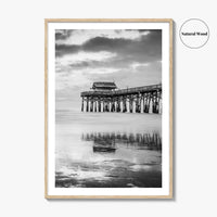 Cocoa Beach Black and White Fine Art Photo Print, Pier Florida Space Coast Poster