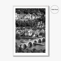 Heidelberg Black and White Fine Art Photo Print, Germany, Carl Theodor Bridge, Castle