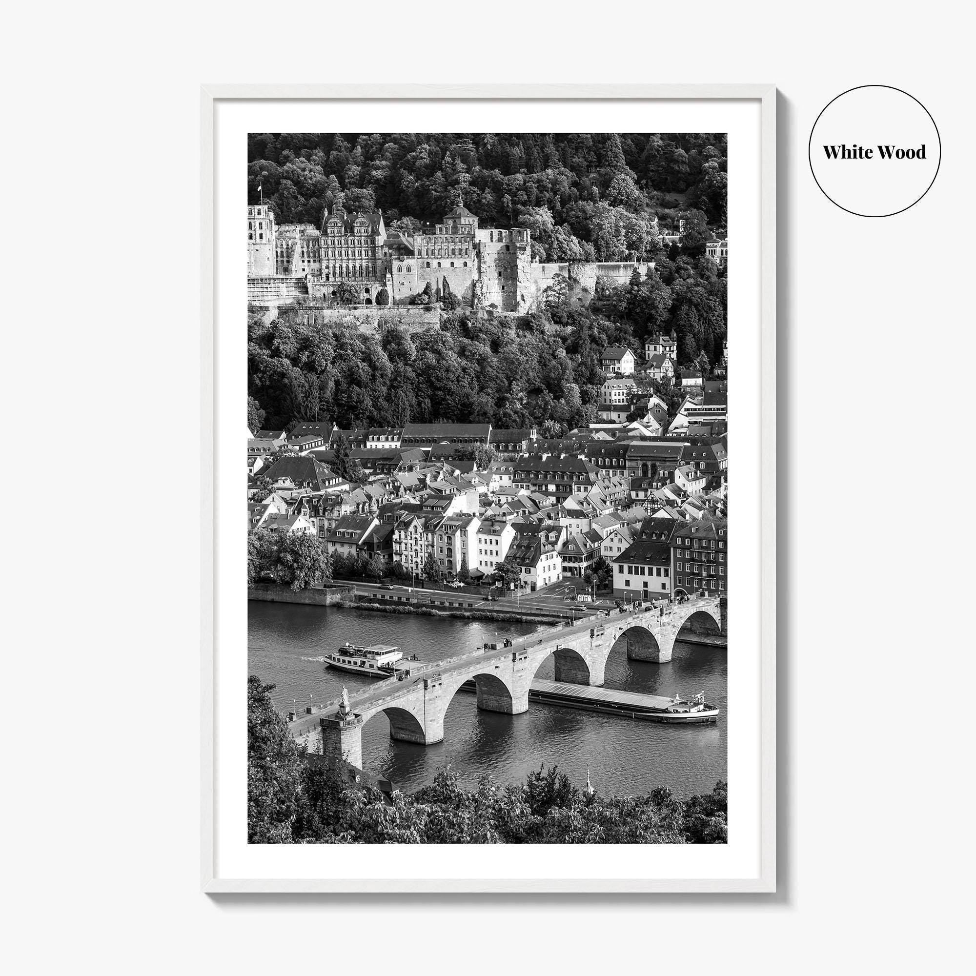 Heidelberg Black and White Fine Art Photo Print, Germany, Carl Theodor Bridge, Castle