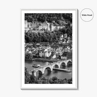 Heidelberg Black and White Fine Art Photo Print, Germany, Carl Theodor Bridge, Castle