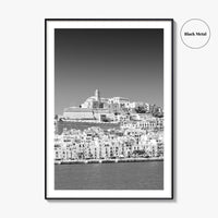 Ibiza Skyline Black and White Fine Art Photo Print, Balearic Islands Spain Poster