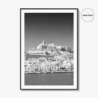 Ibiza Skyline Black and White Fine Art Photo Print, Balearic Islands Spain Poster