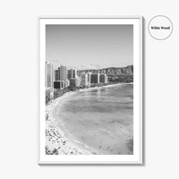 Honolulu Black and White Fine Art Photo Print, Diamond Head, Oahu Hawaii, USA