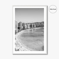 Honolulu Black and White Fine Art Photo Print, Diamond Head, Oahu Hawaii, USA
