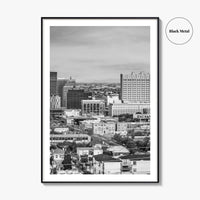 El Paso Skyline Black and White Fine Art Photo Print, Texas Juarez Mexico Poster