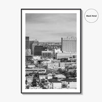 El Paso Skyline Black and White Fine Art Photo Print, Texas Juarez Mexico Poster