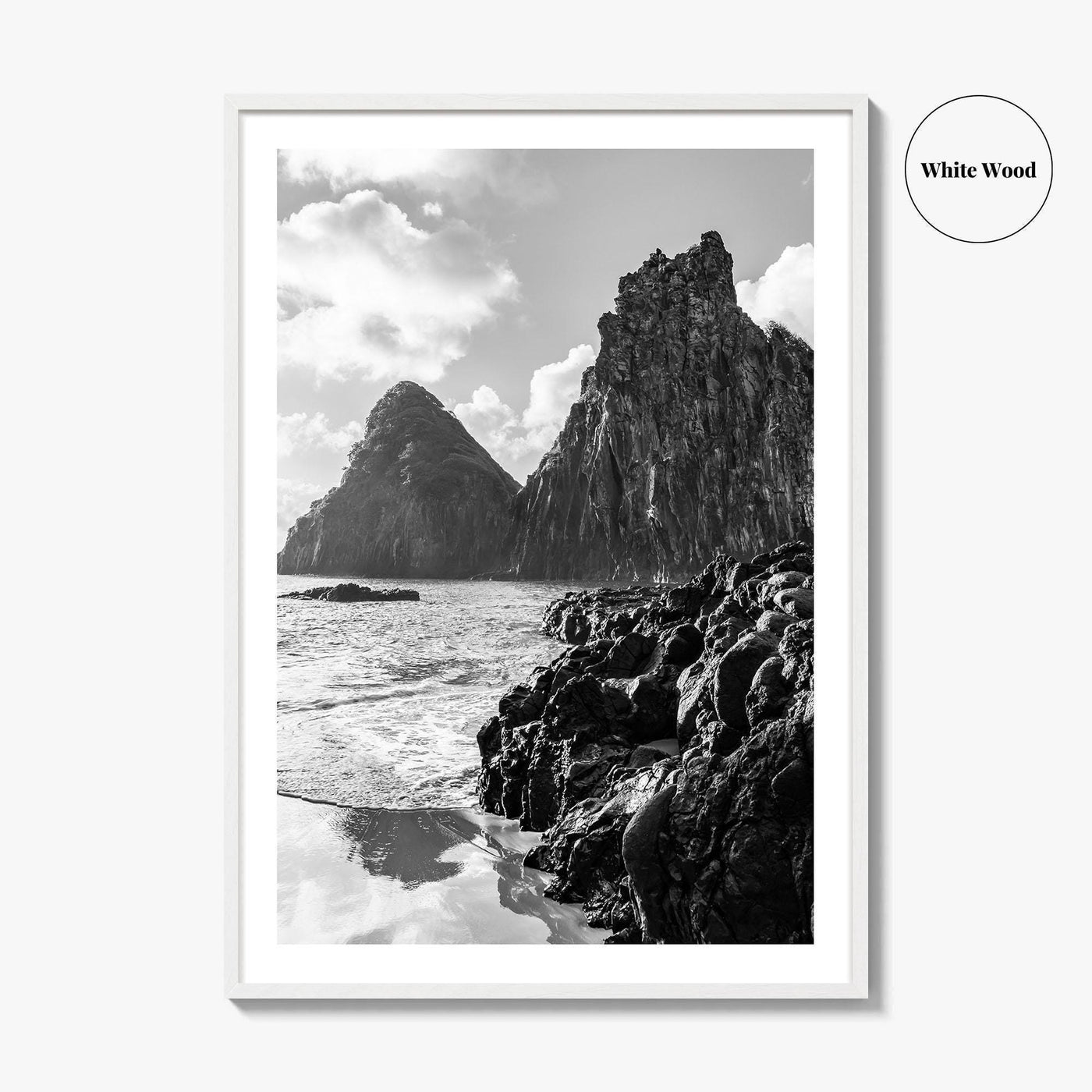 Fernando de Noronha Black and White Fine Art Photo Print, Dois Irmaos Brazil Poster