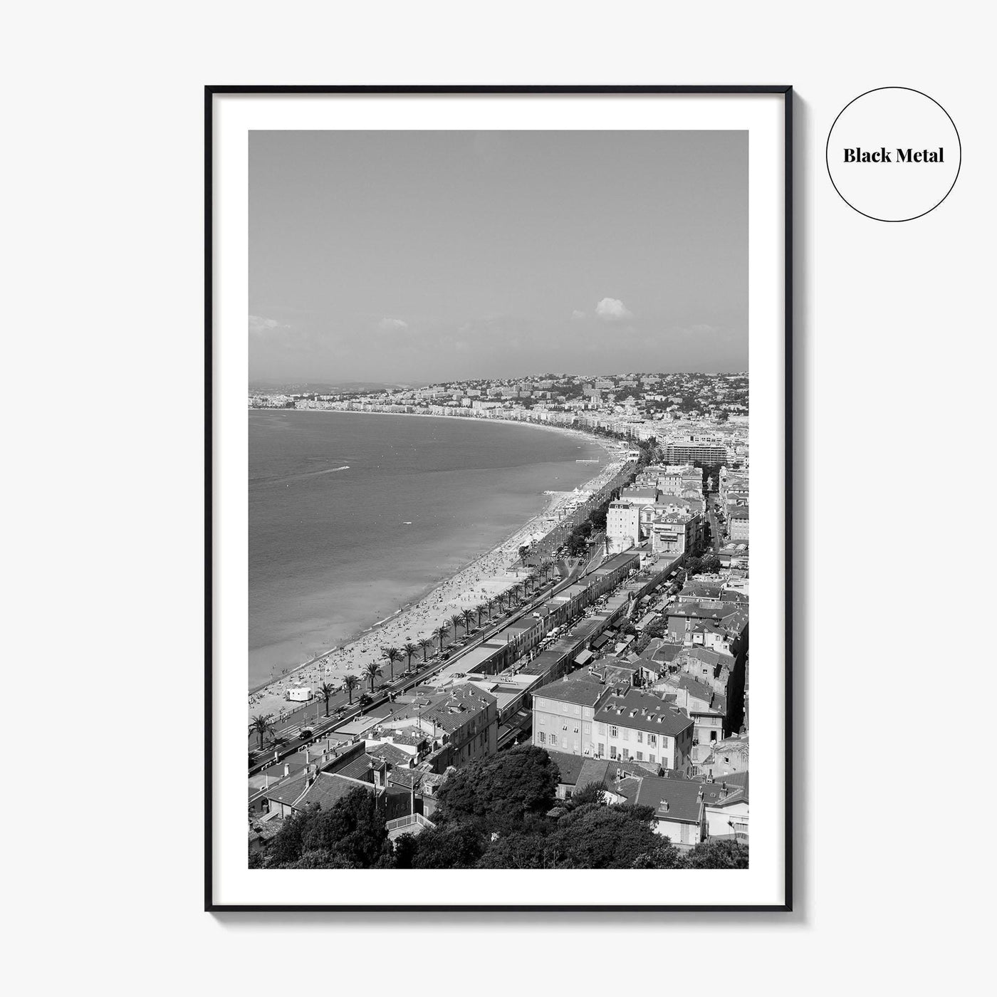French Riviera Black and White Fine Art Photo Print, Castle Hill View, France Poster