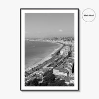 French Riviera Black and White Fine Art Photo Print, Castle Hill View, France Poster