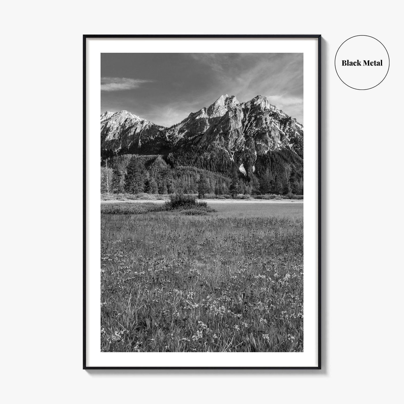 Idaho Black and White Fine Art Photo Print, McGown Peak Sawtooth Mountains USA Poster