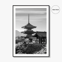 Kyoto Black and White Fine Art Photo Print, Kiyomizu-dera Sakura Cherry Blossom Japan Poster