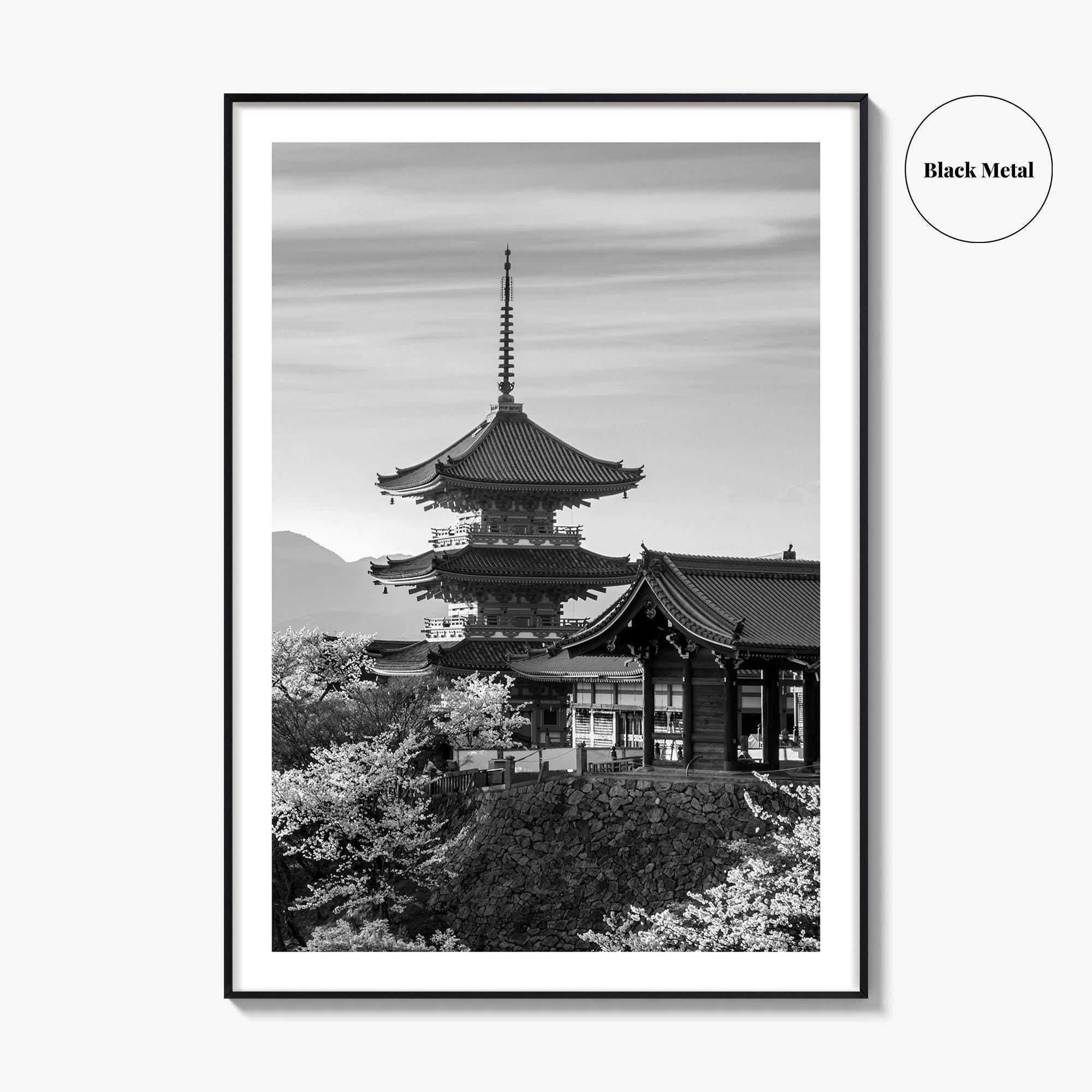 Kyoto Black and White Fine Art Photo Print, Kiyomizu-dera Sakura Cherry Blossom Japan Poster