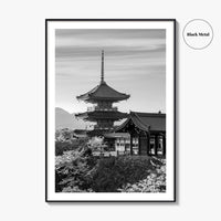 Kyoto Black and White Fine Art Photo Print, Kiyomizu-dera Sakura Cherry Blossom Japan Poster