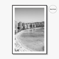 Honolulu Black and White Fine Art Photo Print, Diamond Head, Oahu Hawaii, USA