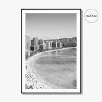 Honolulu Black and White Fine Art Photo Print, Diamond Head, Oahu Hawaii, USA