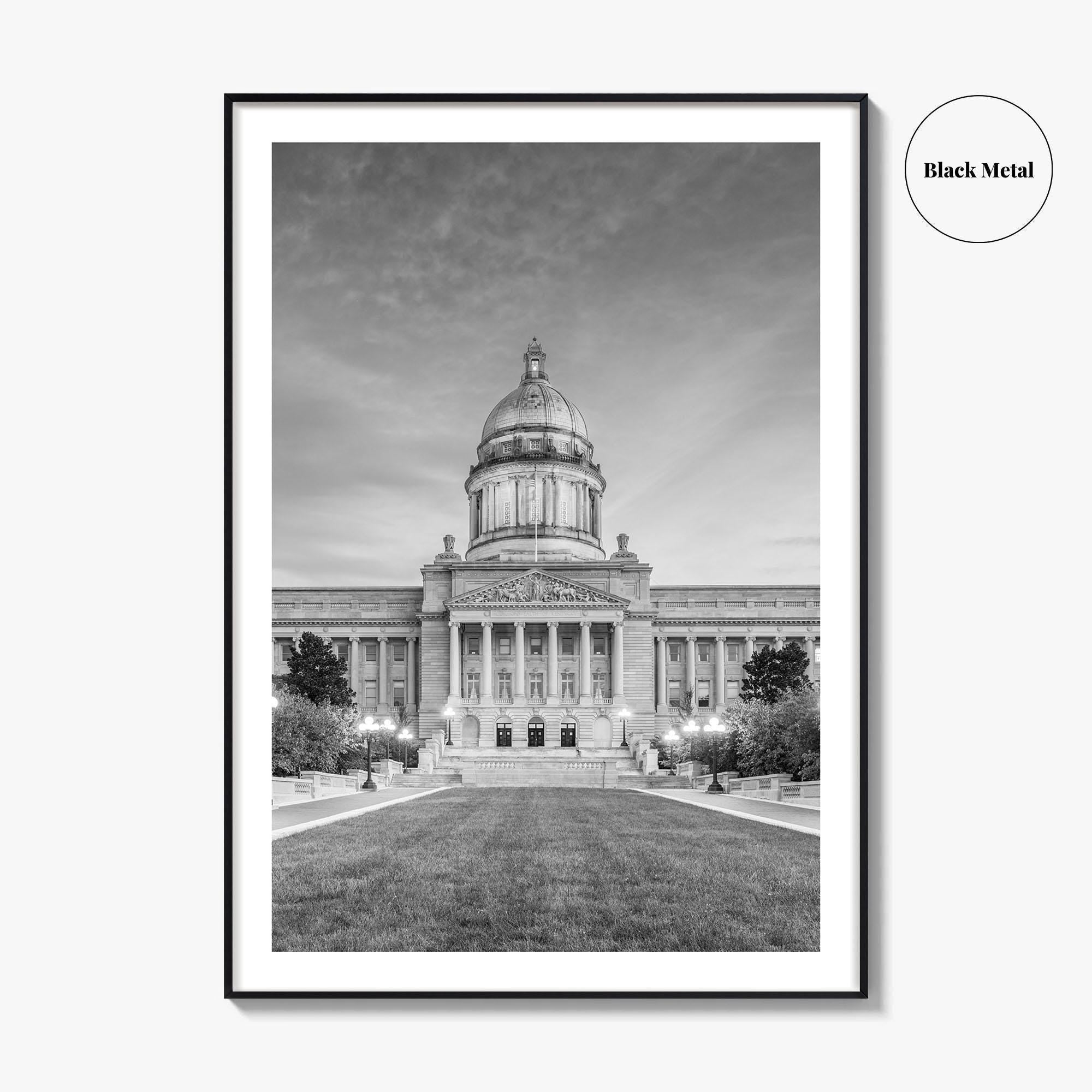 Frankfort Kentucky Black and White Fine Art Photo Print, State Capitol, USA Poster