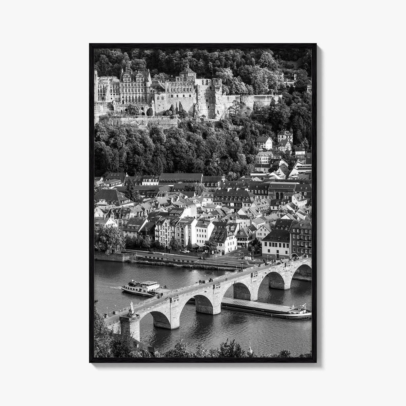 Heidelberg Black and White Fine Art Photo Print, Germany, Carl Theodor Bridge, Castle