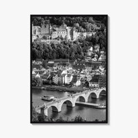 Heidelberg Black and White Fine Art Photo Print, Germany, Carl Theodor Bridge, Castle