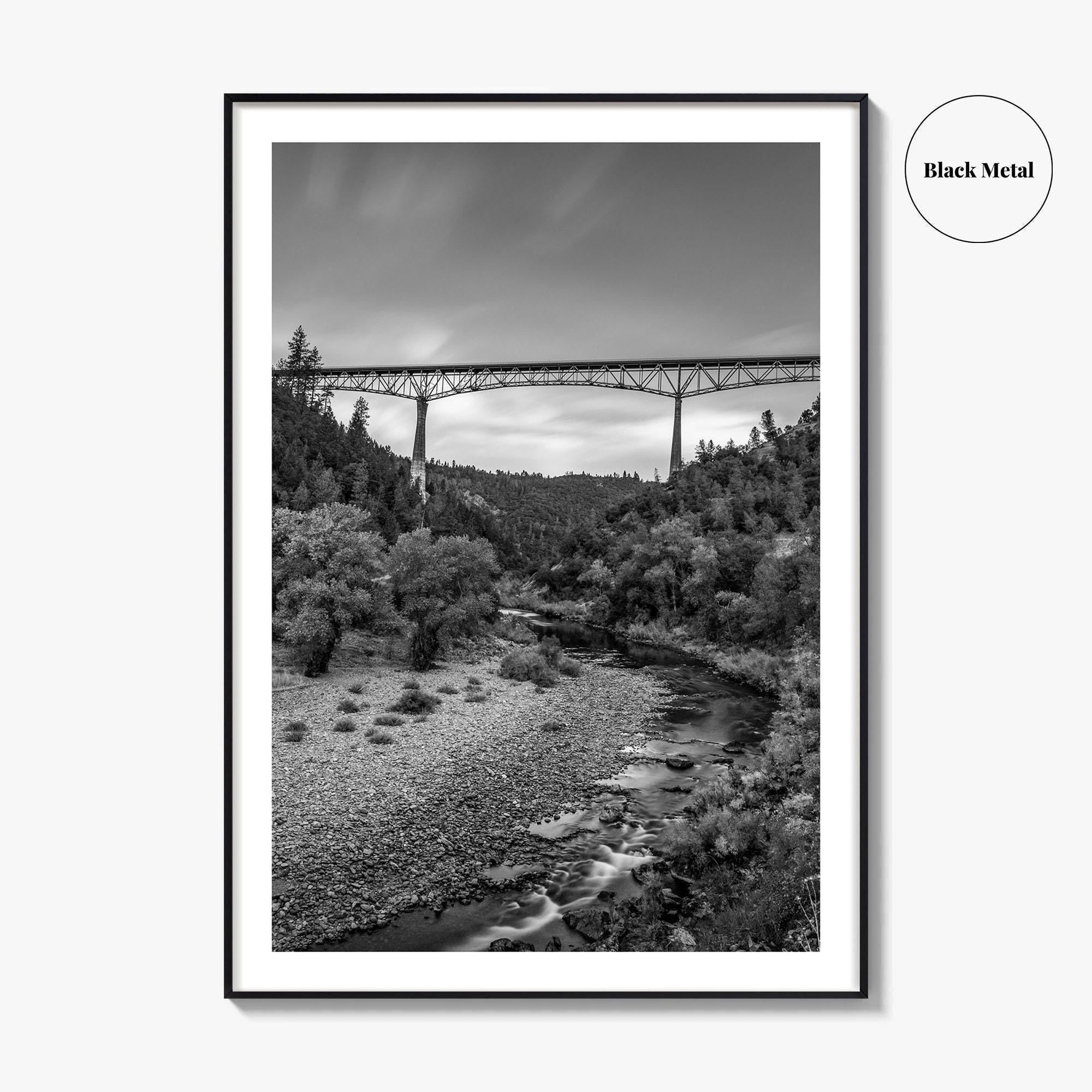 Auburn Black and White Fine Art Photo Print, Foresthill Bridge, Placer County Poster