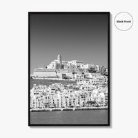 Ibiza Skyline Black and White Fine Art Photo Print, Balearic Islands Spain Poster