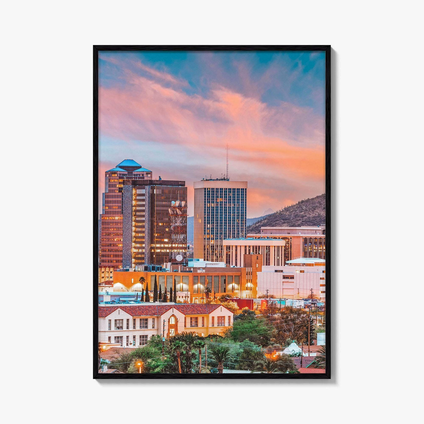 Tucson Skyline Fine Art Photo Print, Arizona, Downtown, Sentinel Peak A Mountain, Wall Decor