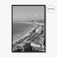 French Riviera Black and White Fine Art Photo Print, Castle Hill View, France Poster