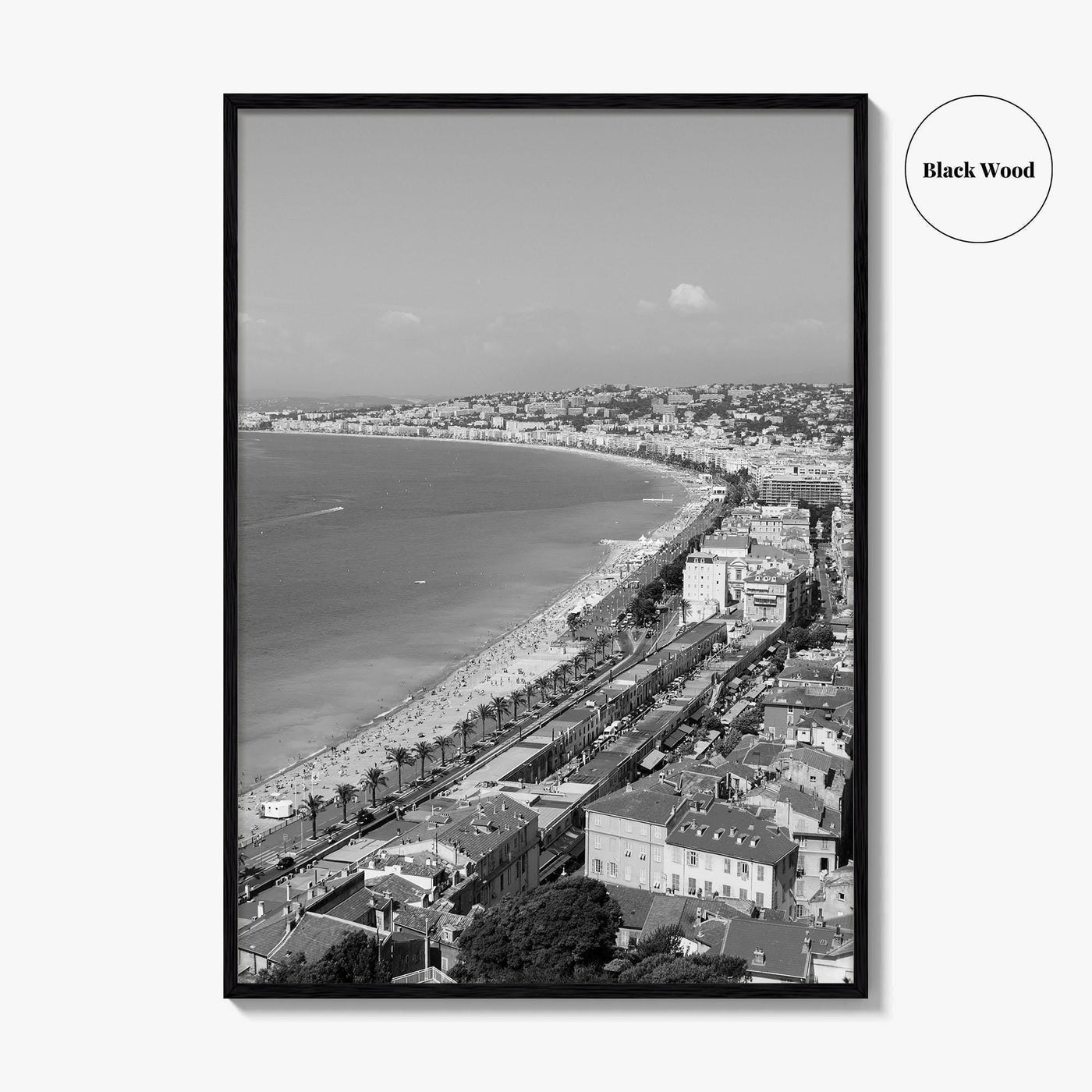 French Riviera Black and White Fine Art Photo Print, Castle Hill View, France Poster