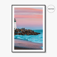 Santa Cruz Fine Art Photo Print, Breakwater Walton Lighthouse, California USA, Wall Decor Poster