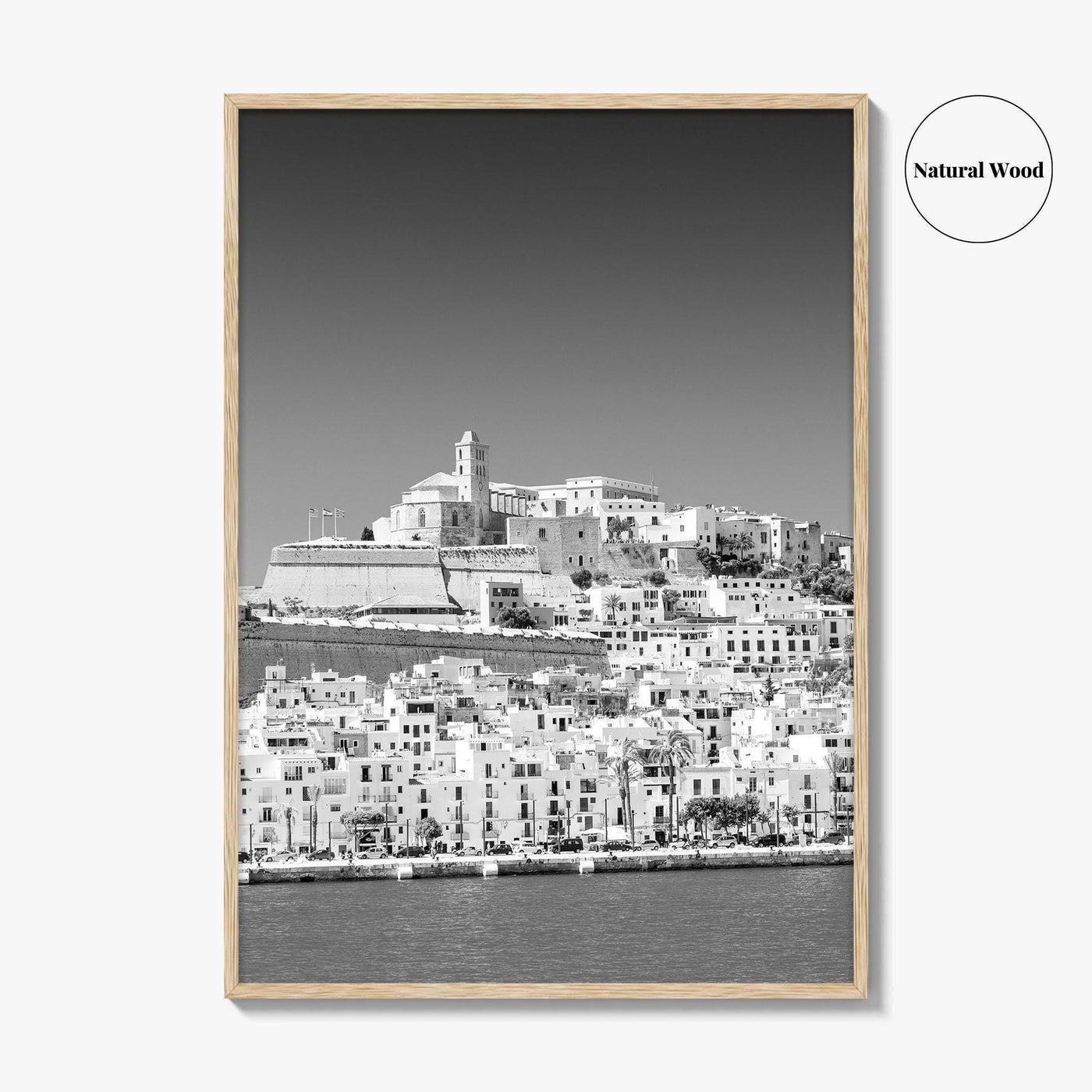 Ibiza Skyline Black and White Fine Art Photo Print, Balearic Islands Spain Poster