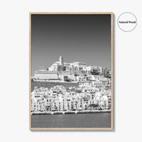 Ibiza Skyline Black and White Fine Art Photo Print, Balearic Islands Spain Poster