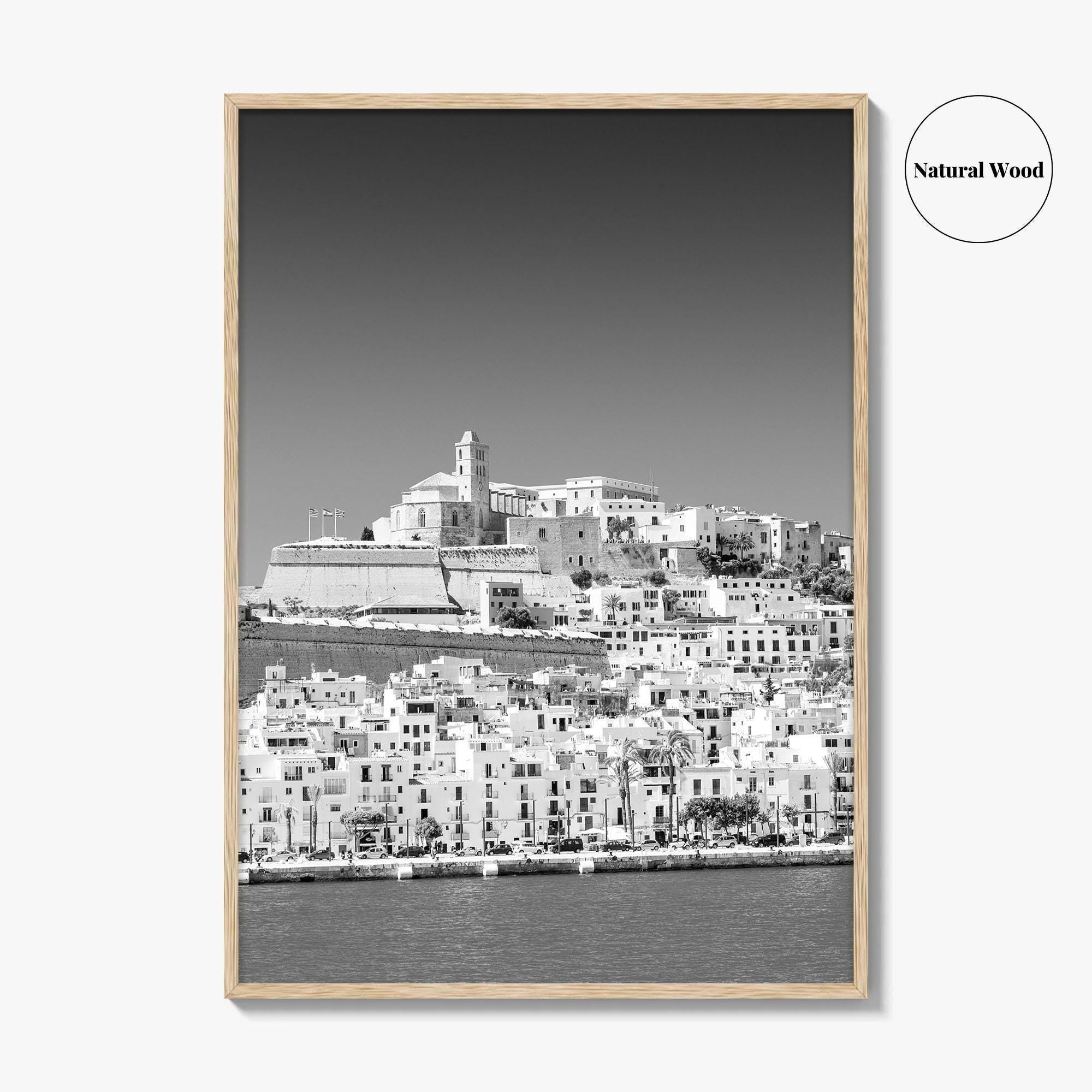 Ibiza Skyline Black and White Fine Art Photo Print, Balearic Islands Spain Poster