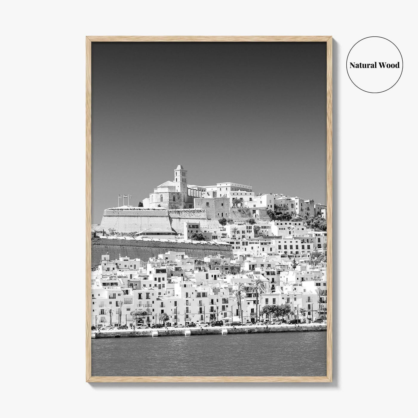 Ibiza Skyline Black and White Fine Art Photo Print, Balearic Islands Spain Poster