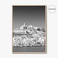 Ibiza Skyline Black and White Fine Art Photo Print, Balearic Islands Spain Poster