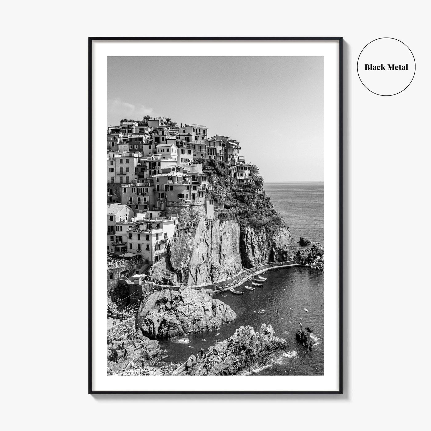 Manarola Black and White Fine Art Photo Print, Cinque Terre Italy Wall Decor Poster