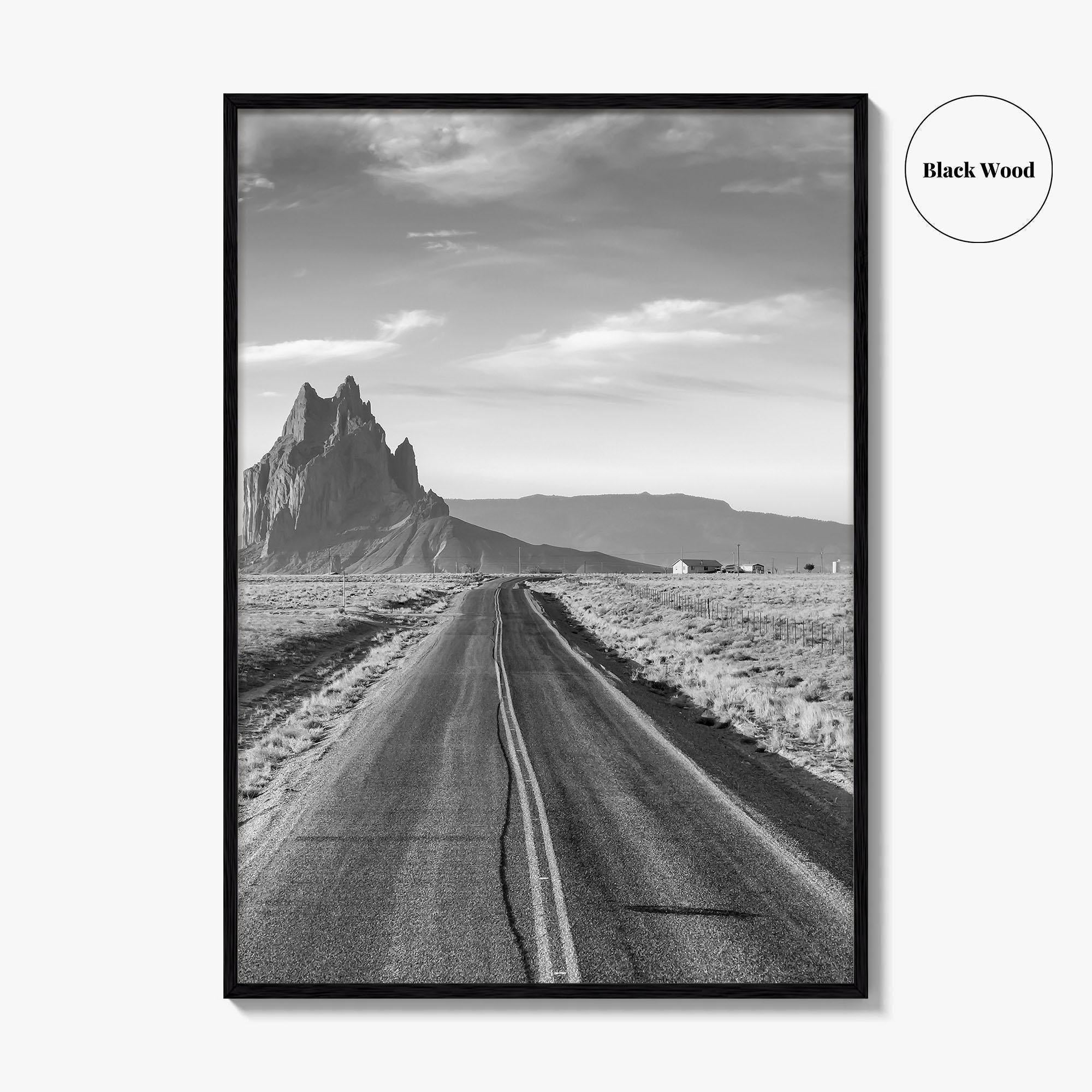 Shiprock New Mexico Black and White Fine Art Photo Print, Navajo Nation Poster USA