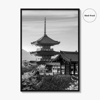 Kyoto Black and White Fine Art Photo Print, Kiyomizu-dera Sakura Cherry Blossom Japan Poster