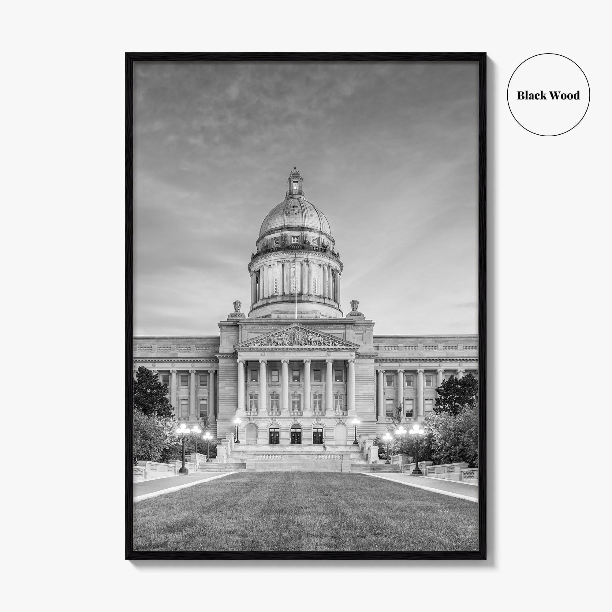 Frankfort Kentucky Black and White Fine Art Photo Print, State Capitol, USA Poster