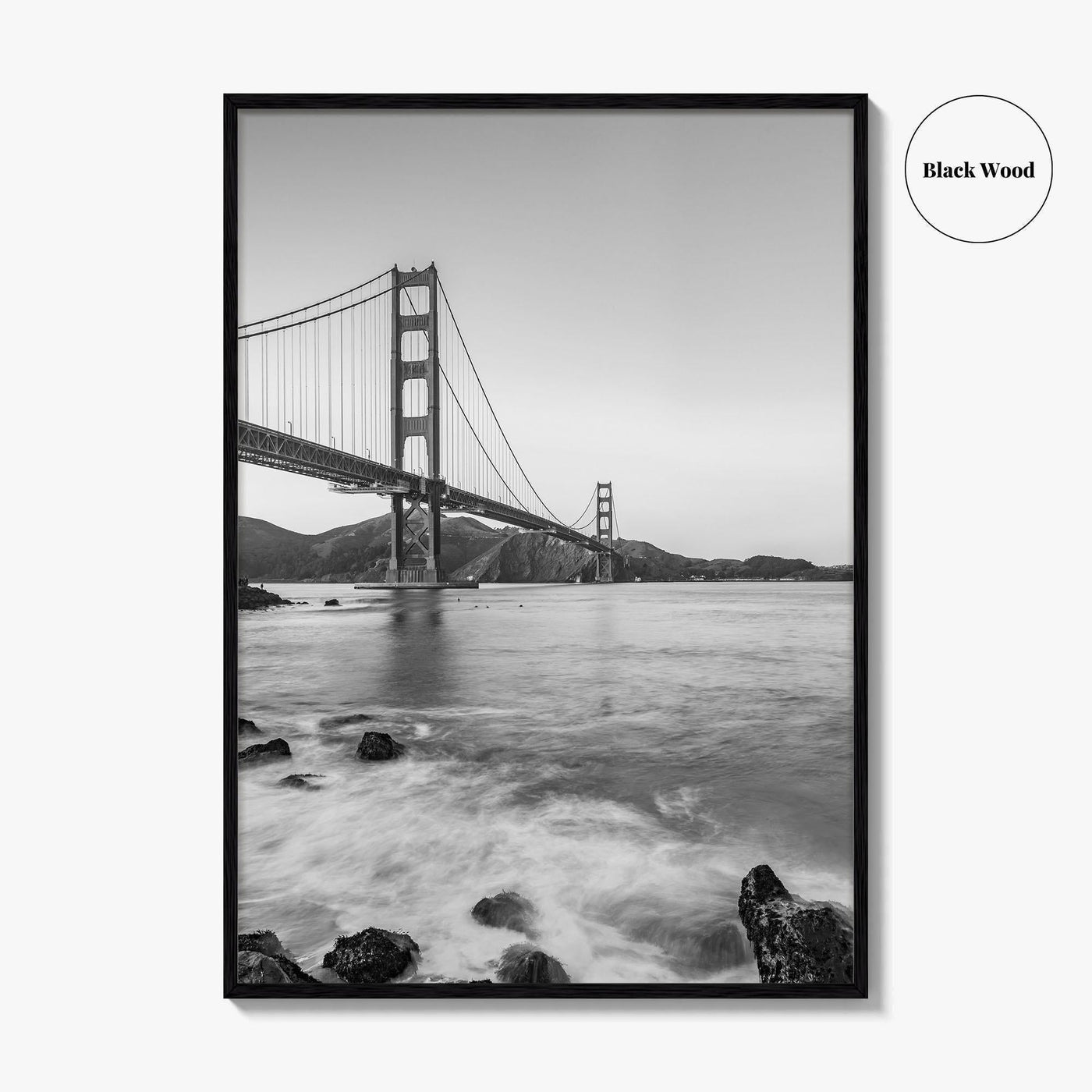 San Francisco Black and White Fine Art Photo Print, Golden Gate Bridge California Poster
