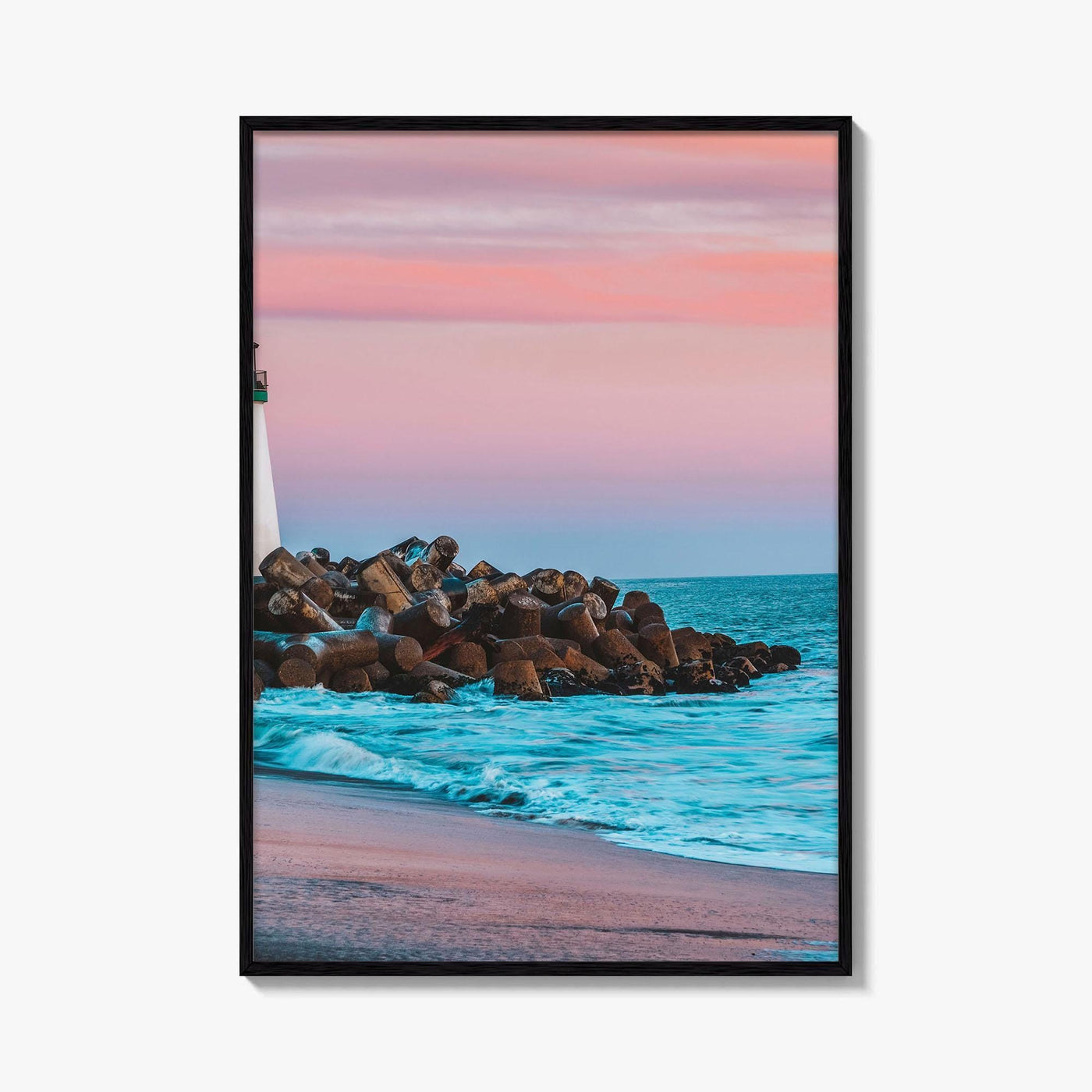Santa Cruz Fine Art Photo Print, Breakwater Walton Lighthouse, California USA, Wall Decor Poster