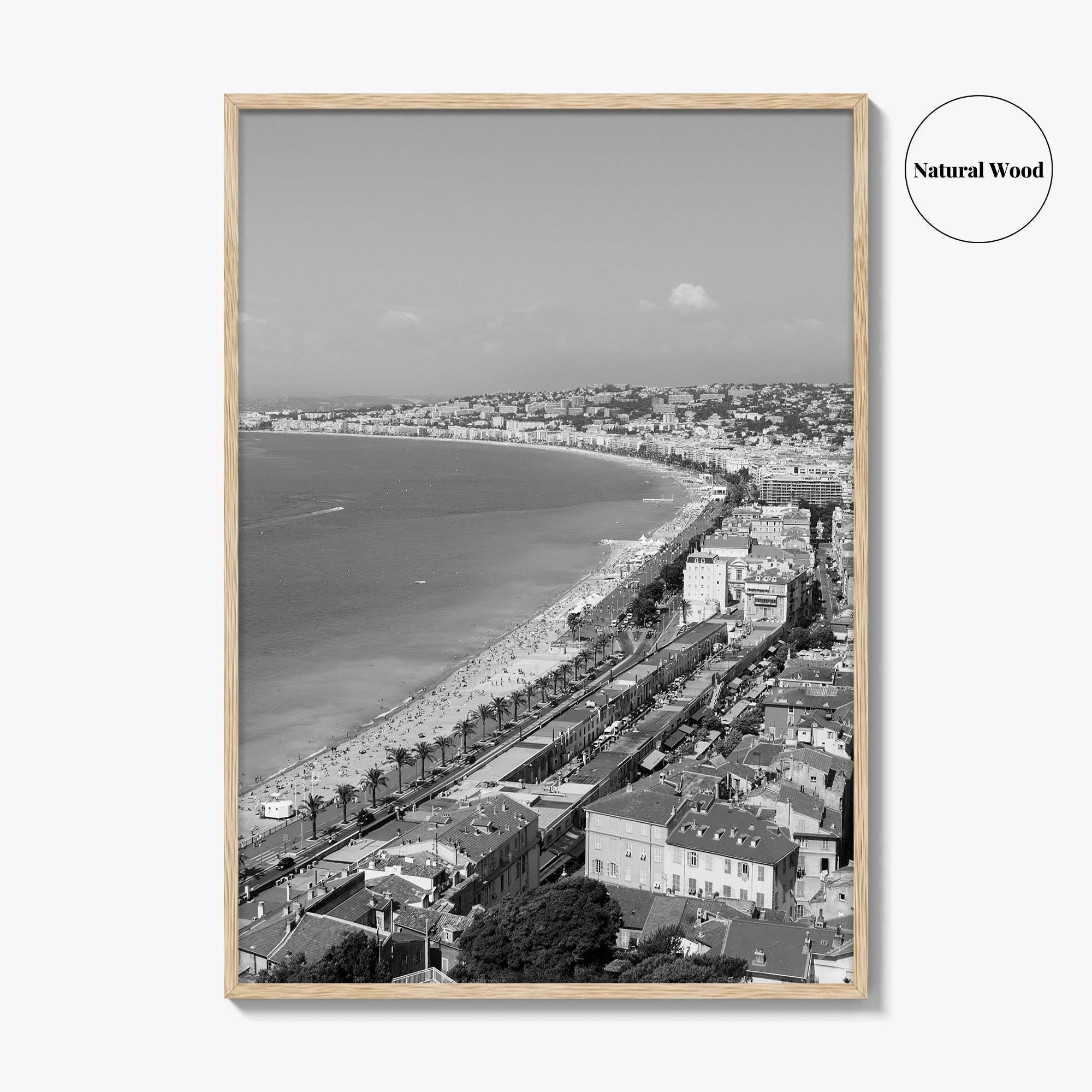 French Riviera Black and White Fine Art Photo Print, Castle Hill View, France Poster