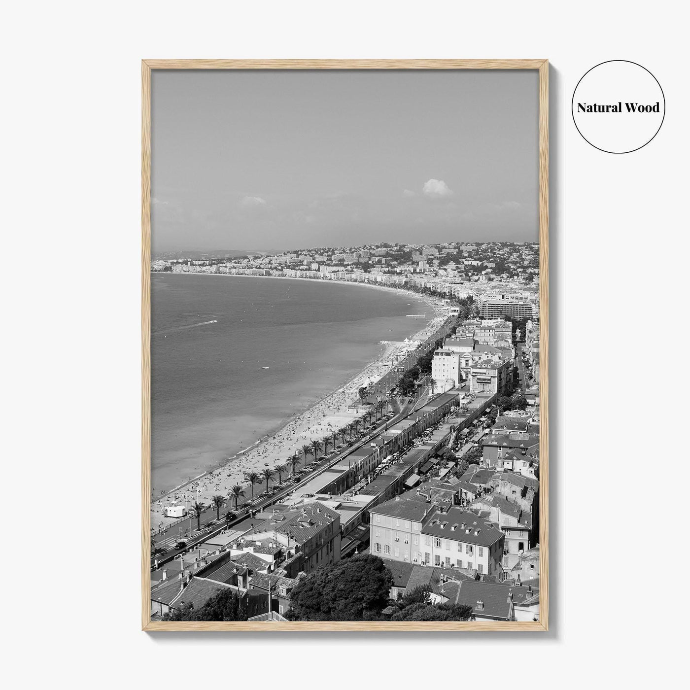 French Riviera Black and White Fine Art Photo Print, Castle Hill View, France Poster