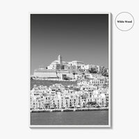Ibiza Skyline Black and White Fine Art Photo Print, Balearic Islands Spain Poster